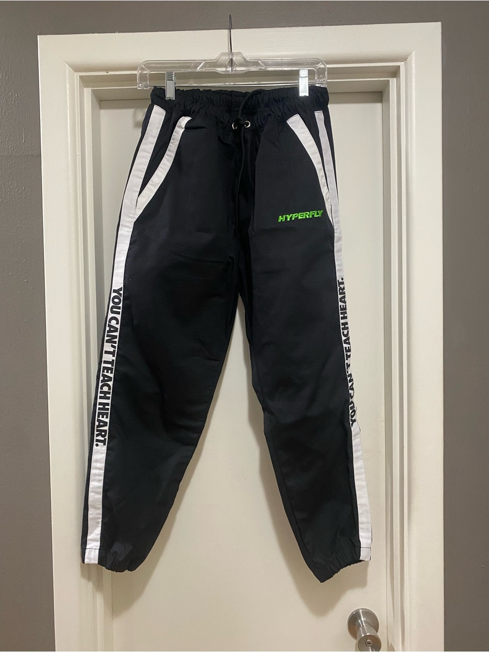 Hyperfly Men's Black Joggers with White Side Stripes